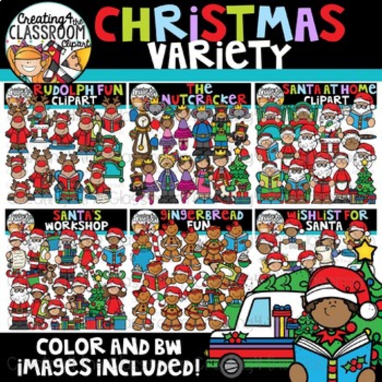 Christmas Clipart Bundle -Elf, Rudolph, gingerbread Clipart
