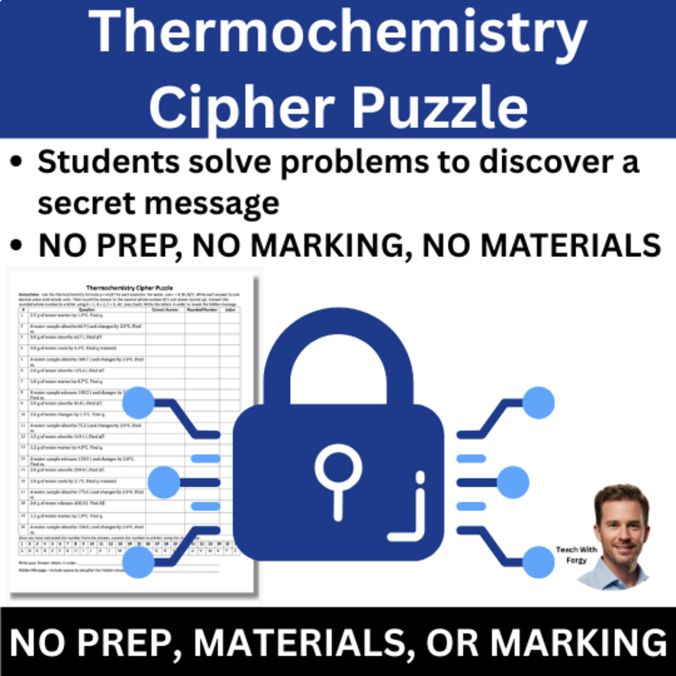 Thermochemistry Cipher Puzzle - Chemistry Activity | q = mcΔT Calculations