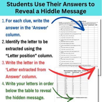 Thermochemistry Cipher Puzzle - Chemistry Activity | q = mcΔT Calculations, image 3