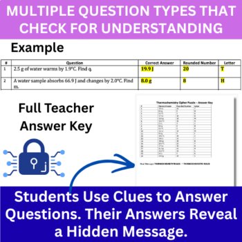 Thermochemistry Cipher Puzzle - Chemistry Activity | q = mcΔT Calculations, image 4