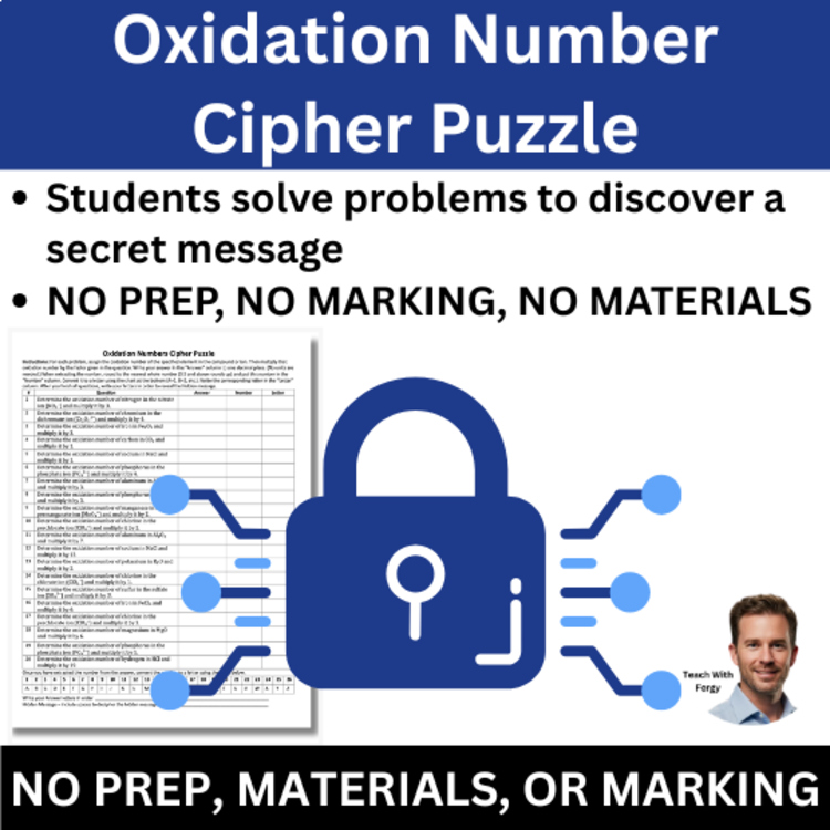 Oxidation Number Cipher Puzzle - Chemistry Activity - Oxidation Number Rules