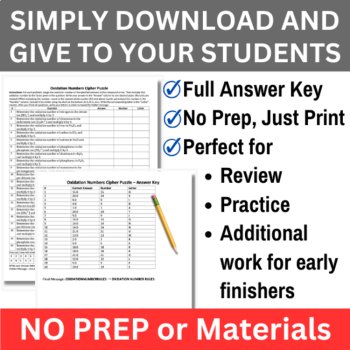 Oxidation Number Cipher Puzzle - Chemistry Activity - Oxidation Number Rules, image 2