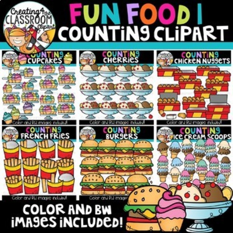 Fun Food 1 Counting Clipart Bundle {Counting clipart}
