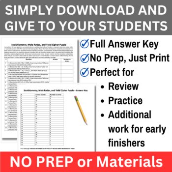 Stoichiometry, Mole Ratios, and Percent Yield Cipher Puzzle - Chemistry Activity, image 2