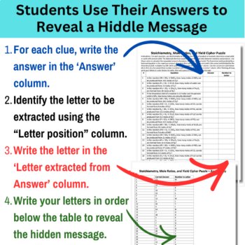 Stoichiometry, Mole Ratios, and Percent Yield Cipher Puzzle - Chemistry Activity, image 3