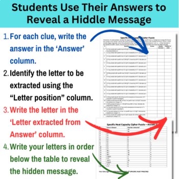 Specific Heat Capacity Calculations Cipher Puzzle - Chemistry Activity | q=mcΔT, image 3