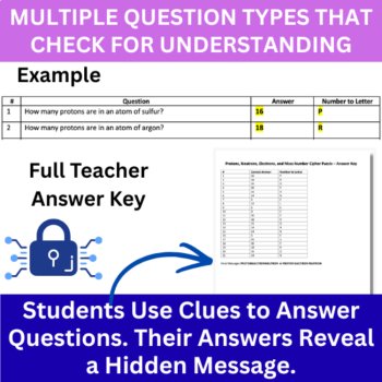 Protons, Neutrons, Electrons, and Mass Number Cipher Puzzle - Chemistry Activity, image 4