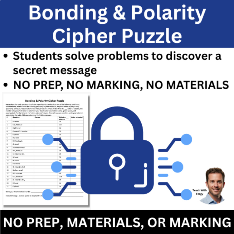 Bonding & Polarity Cipher Puzzle - Chemistry Activity | Polar and Nonpolar