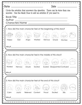 Social-Emotional Book Response, Reading Comprehension Freebie, image 3