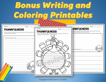 Thanksgiving Turkey Writing Prompts, Editable Card Game and Coloring Sheets, image 4