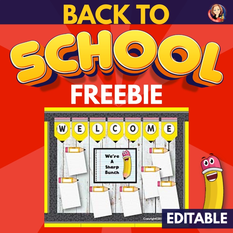 Back to School Bulletin Board Pencil Theme Classroom Decor Freebie