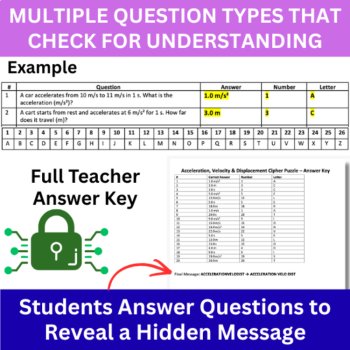 Physics - Force, Motion, and Energy Cipher Puzzle Bundle | Velocity, Momentum, image 4