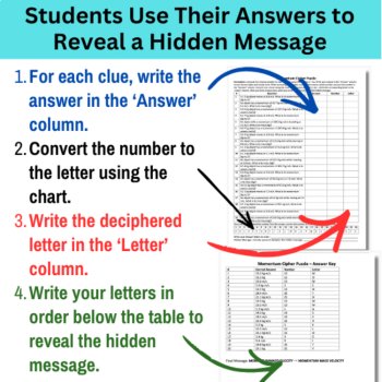 Momentum Cipher Puzzle - Physics Activity | Solving for Mass, Velocity, & p=mv, image 3