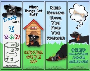 Growth Mindset Bookmark Freebie, Coloring Craft Activity with Dusty the Dog, image 3