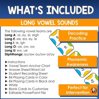 Long Vowel Teams Card Game, Phonemic Awareness and Word Fluency Activity, image 3