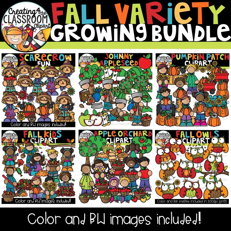 Fall Variety Bundle - Pumpkin, Scarecrow, Autumn Clipart