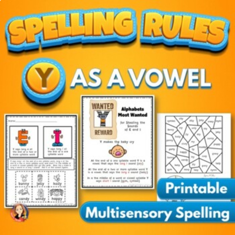 Y as a Vowel Spelling Activities, Games, Worksheets, Phonics Interactive Notebooks