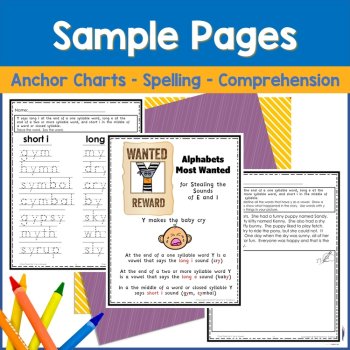 Y as a Vowel Spelling Activities, Games, Worksheets, Phonics Interactive Notebooks, image 3