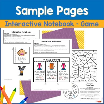 Y as a Vowel Spelling Activities, Games, Worksheets, Phonics Interactive Notebooks, image 4