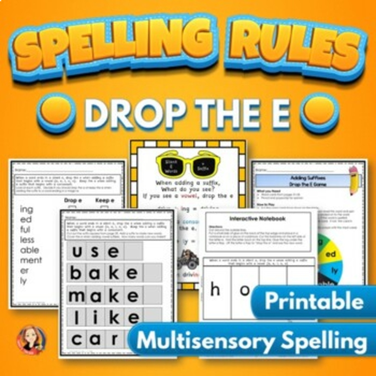 Drop the E Rule for Adding Suffixes, Spelling Rule Activities and Worksheets