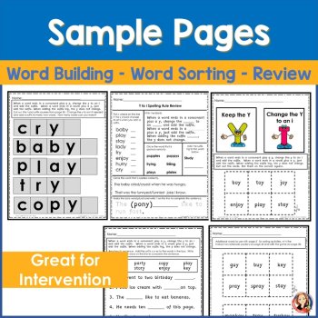 Changing Y to I Spelling Rule for Adding Suffixes, The Y Rule Activities, Games, Phonics Worksheets, image 4