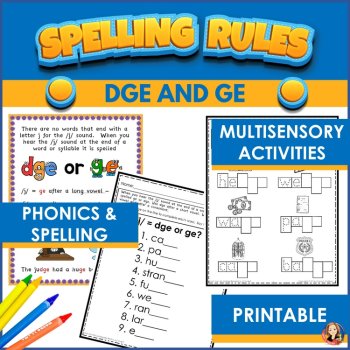 DGE and GE Spelling Rule Activities, Games, Phonics Worksheets, and Interactive Notebooks, image 2