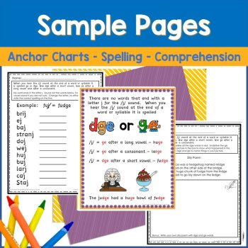 DGE and GE Spelling Rule Activities, Games, Phonics Worksheets, and Interactive Notebooks, image 3