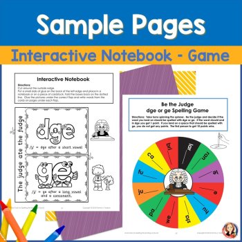 DGE and GE Spelling Rule Activities, Games, Phonics Worksheets, and Interactive Notebooks, image 4