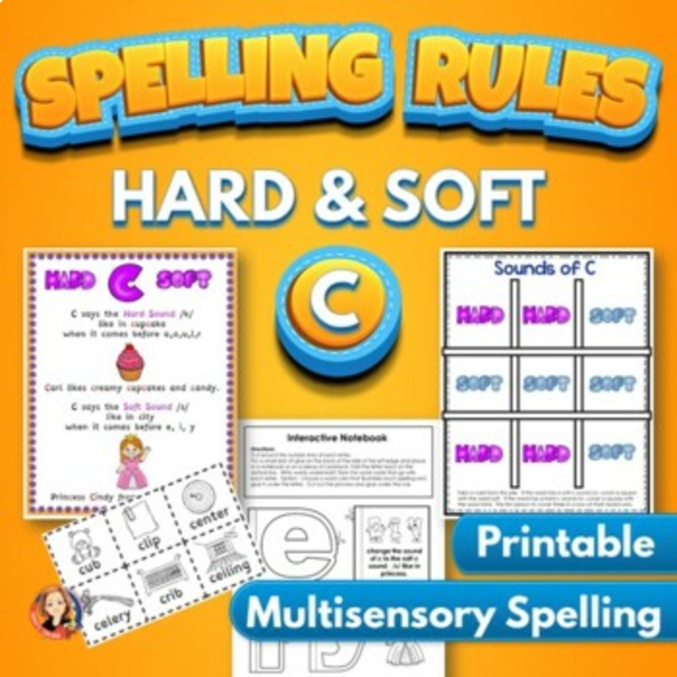 Spelling Activities for Hard and Soft C, Phonics Games, Worksheets, Interactive Notebooks