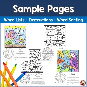 Phonics Coloring Pages and Color by Sound Games & Color by Code Worksheets, image 4