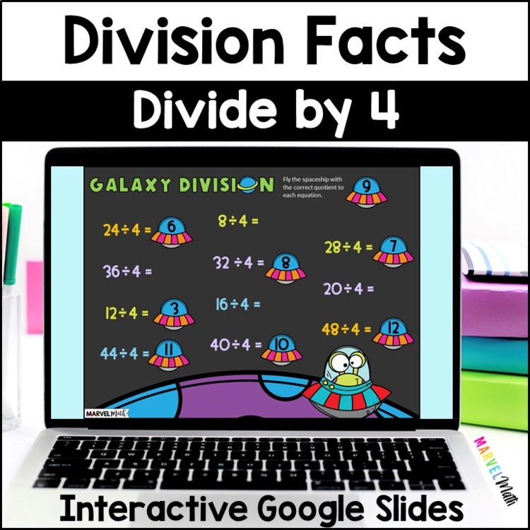 ÷ 4 FUN Division Facts Practice - Digital Activities - Division Fluency