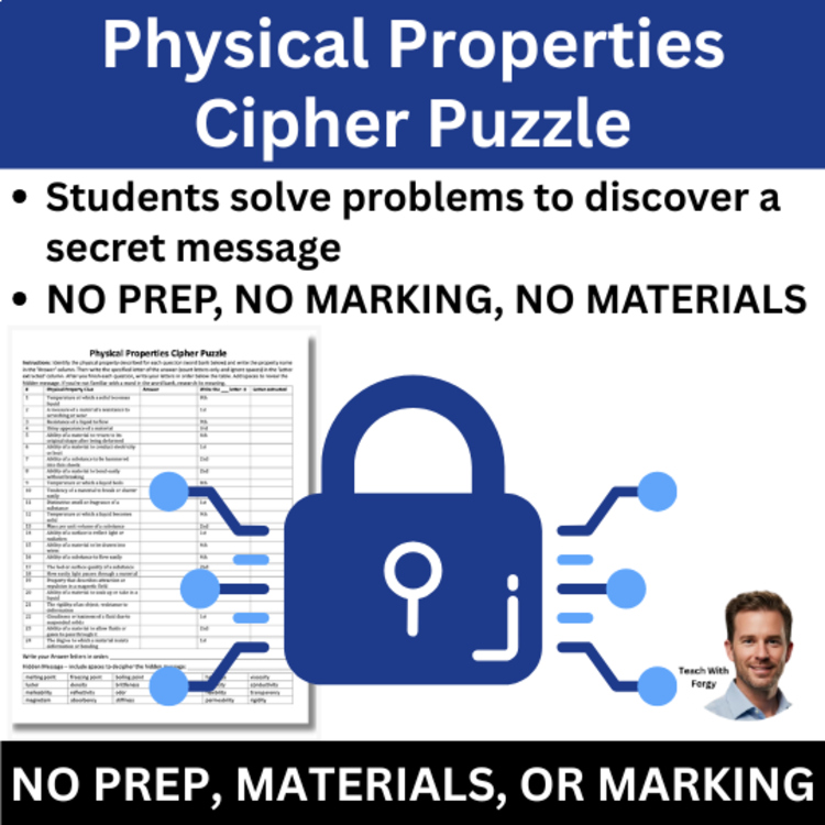 Physical Properties of Matter Cipher Puzzle - Chemistry Activity | Physical