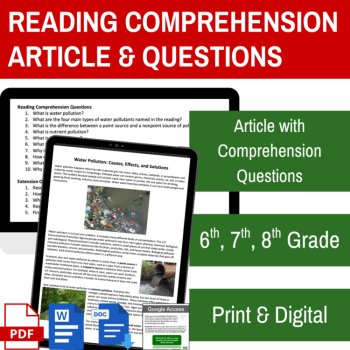 Water Pollution Reading | Causes and Effects of Water Pollution | 6th, 7th, 8th, image 2