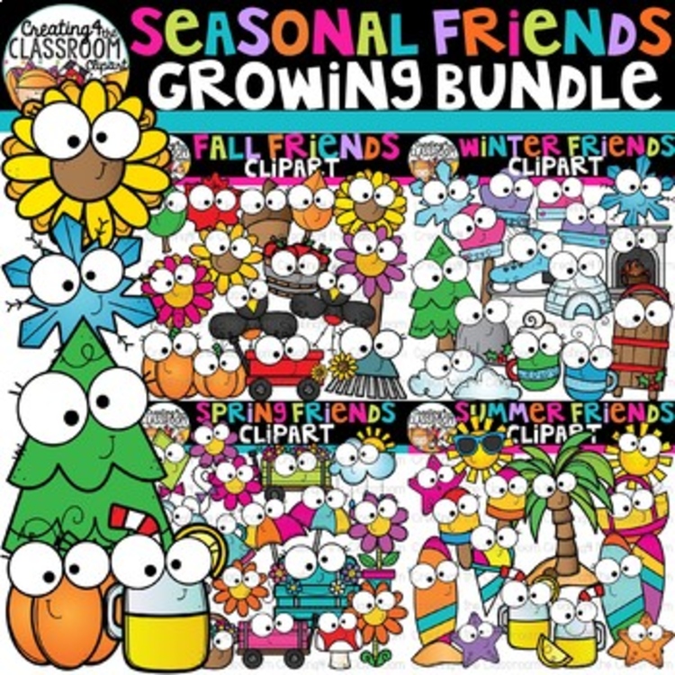 Seasonal Friends Clipart Bundle {Seasons Clipart}