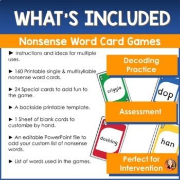Phonics Card Games for Decoding Nonsense Words Bundle for Nonsense Word Practice, image 2