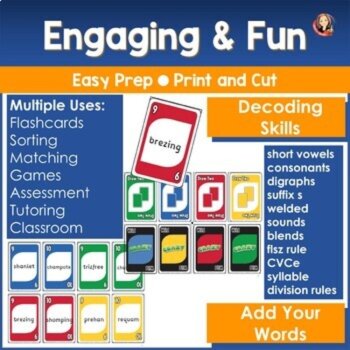 Phonics Card Games for Decoding Nonsense Words Bundle for Nonsense Word Practice, image 3