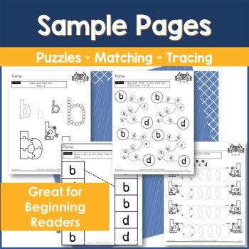 Letter Reversal Worksheets Resource Binder, b d Reversal Activities, b d p q g, image 2