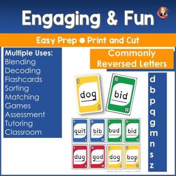 Letter Reversal Phonics Word Card Game, b d Visual Discrimination Practice, image 3
