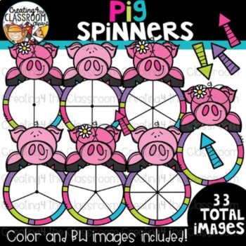 School Animal Spinners Bundle {Math Clipart}, image 3