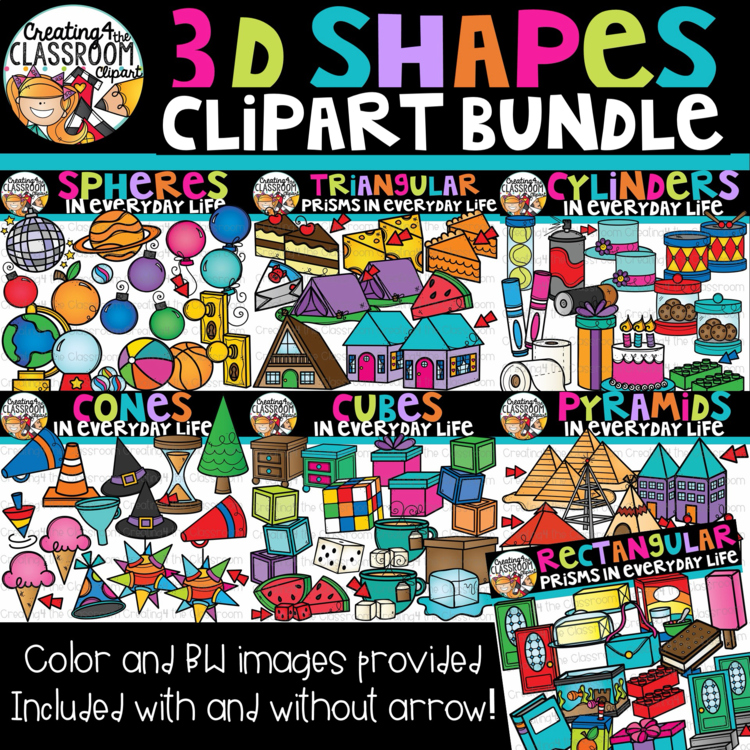 3D Shapes in Everyday Life Clipart Bundle | 3D Shapes Clipart