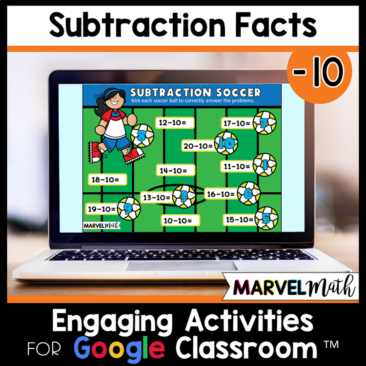 -10 Subtraction Math Facts Practice - Fun Google Slides