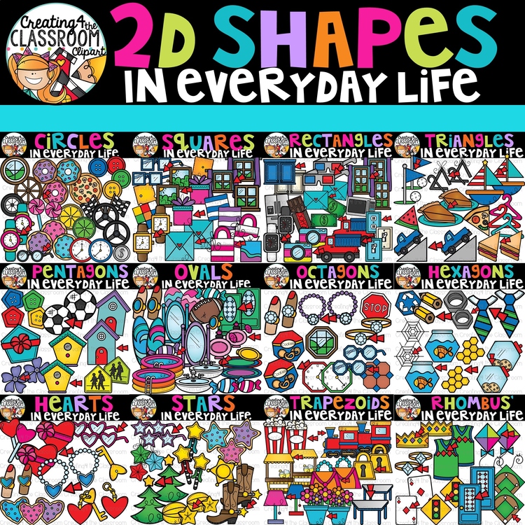 2D Shapes in Everyday Life Clipart Bundle | Shapes Clipart