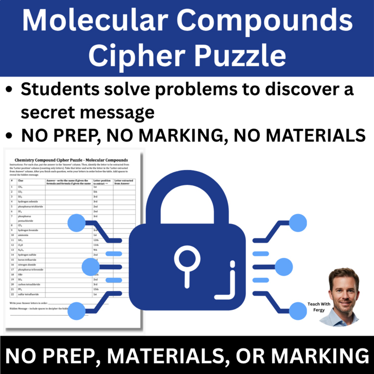 Molecular Compounds Cipher Puzzle - Nomenclature | Naming and Formula Writing