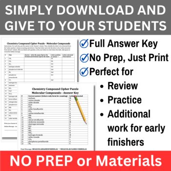 Molecular Compounds Cipher Puzzle - Nomenclature | Naming and Formula Writing, image 2