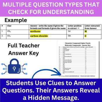 Molecular Compounds Cipher Puzzle - Nomenclature | Naming and Formula Writing, image 4