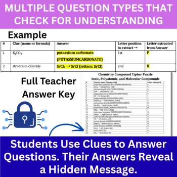 Ionic, Polyatomic, Molecular Compounds Cipher Puzzle - Naming & Formula Writing, image 4