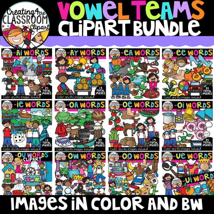 Vowel Teams Clipart Bundle {Vowel Digraphs Clipart}