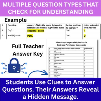 Ionic and Polyatomic Compounds Cipher Puzzle | Naming and Formula Writing, image 4
