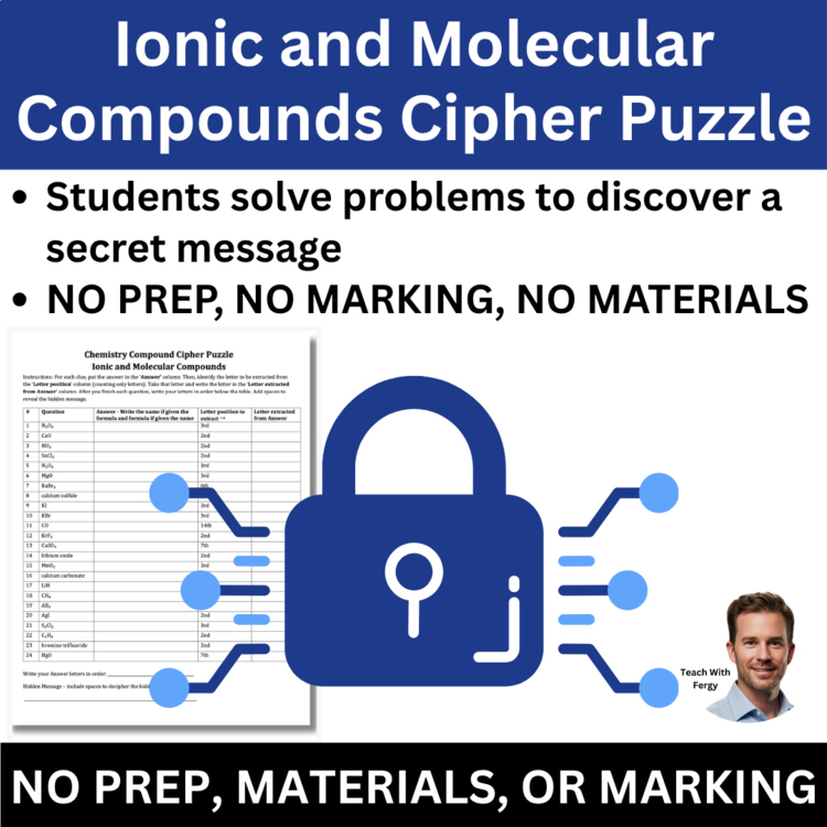 Ionic and Molecular Compounds Cipher Puzzle - Science Activity | Nomenclature