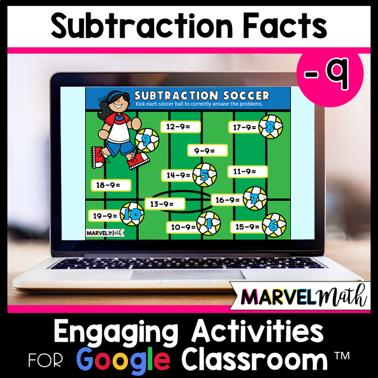 -9 Subtraction Math Facts Practice - Fun Google Slides